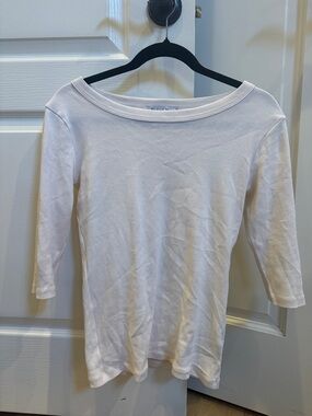 Michael Stars White Scoop Neck 3/4 Sleeve Tee